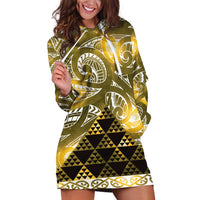 Matariki New Zealand Hoodie Dress NZ Niho Taniwha Maori New Year Yellow Galaxy