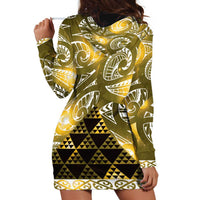 Matariki New Zealand Hoodie Dress NZ Niho Taniwha Maori New Year Yellow Galaxy