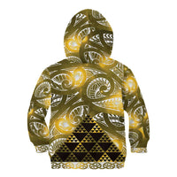 Matariki New Zealand Kid Hoodie NZ Niho Taniwha Maori New Year Yellow Galaxy LT14 - Polynesian Pride