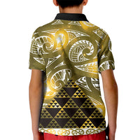 Matariki New Zealand Kid Polo Shirt NZ Niho Taniwha Maori New Year Yellow Galaxy LT14 - Polynesian Pride