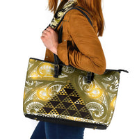 Matariki New Zealand Leather Tote Bag NZ Niho Taniwha Maori New Year Yellow Galaxy LT14 Yellow - Polynesian Pride