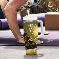 Matariki New Zealand Tumbler With Handle NZ Niho Taniwha Maori New Year Yellow Galaxy LT14 - Polynesian Pride
