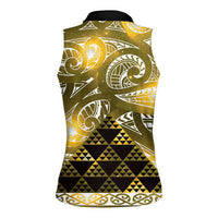 Matariki New Zealand Women Sleeveless Polo Shirt NZ Niho Taniwha Maori New Year Yellow Galaxy