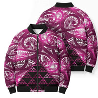 Matariki New Zealand Bomber Puffer Jacket NZ Niho Taniwha Maori New Year Pink Galaxy