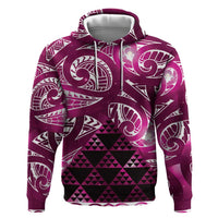 Matariki New Zealand Hoodie NZ Niho Taniwha Maori New Year Pink Galaxy LT14 Pullover Hoodie Pink - Polynesian Pride