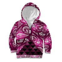Matariki New Zealand Kid Hoodie NZ Niho Taniwha Maori New Year Pink Galaxy LT14 Zip Hoodie Pink - Polynesian Pride