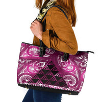 Matariki New Zealand Leather Tote Bag NZ Niho Taniwha Maori New Year Pink Galaxy LT14 Pink - Polynesian Pride