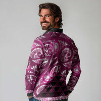 Matariki New Zealand Long Sleeve Polo Shirt NZ Niho Taniwha Maori New Year Pink Galaxy LT14 - Polynesian Pride