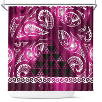 Matariki New Zealand Shower Curtain NZ Niho Taniwha Maori New Year Pink Galaxy LT14 Pink - Polynesian Pride