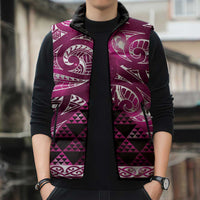 Matariki New Zealand Sleeveless Puffer Jacket NZ Niho Taniwha Maori New Year Pink Galaxy