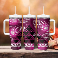 Matariki New Zealand Tumbler With Handle NZ Niho Taniwha Maori New Year Pink Galaxy LT14 - Polynesian Pride
