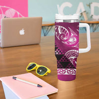 Matariki New Zealand Tumbler With Handle NZ Niho Taniwha Maori New Year Pink Galaxy LT14 - Polynesian Pride