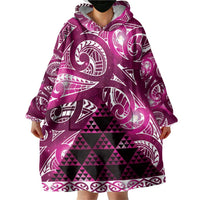 Matariki New Zealand Wearable Blanket Hoodie NZ Niho Taniwha Maori New Year Pink Galaxy LT14 - Polynesian Pride