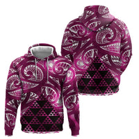 Matariki New Zealand Zip Hoodie NZ Niho Taniwha Maori New Year Pink Galaxy LT14 - Polynesian Pride