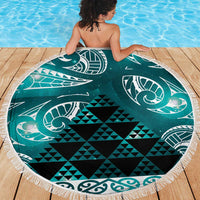 Matariki New Zealand Beach Blanket NZ Niho Taniwha Maori New Year Cyan Galaxy