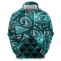 Matariki New Zealand Hoodie NZ Niho Taniwha Maori New Year Cyan Galaxy LT14 - Polynesian Pride