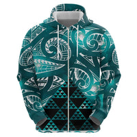 Matariki New Zealand Hoodie NZ Niho Taniwha Maori New Year Cyan Galaxy LT14 - Polynesian Pride