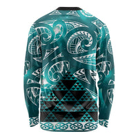 Matariki New Zealand Long Sleeve Shirt NZ Niho Taniwha Maori New Year Cyan Galaxy LT14 - Polynesian Pride