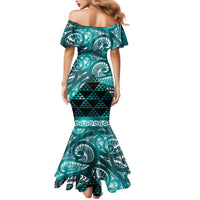 Matariki New Zealand Mermaid Dress NZ Niho Taniwha Maori New Year Cyan Galaxy LT14 - Polynesian Pride