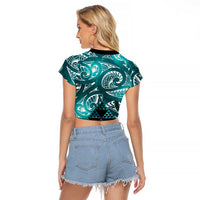 Matariki New Zealand Raglan Cropped T Shirt NZ Niho Taniwha Maori New Year Cyan Galaxy LT14 - Polynesian Pride