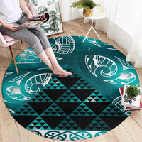Matariki New Zealand Round Carpet NZ Niho Taniwha Maori New Year Cyan Galaxy