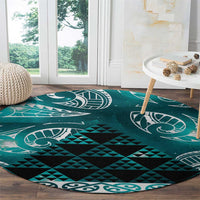 Matariki New Zealand Round Carpet NZ Niho Taniwha Maori New Year Cyan Galaxy