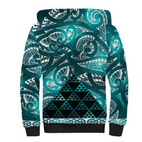 Matariki New Zealand Sherpa Hoodie NZ Niho Taniwha Maori New Year Cyan Galaxy LT14 - Polynesian Pride