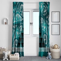 Matariki New Zealand Window Curtain NZ Niho Taniwha Maori New Year Cyan Galaxy