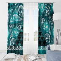Matariki New Zealand Window Curtain NZ Niho Taniwha Maori New Year Cyan Galaxy