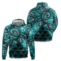 Matariki New Zealand Zip Hoodie NZ Niho Taniwha Maori New Year Cyan Galaxy LT14 - Polynesian Pride