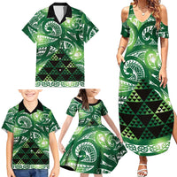 Matariki New Zealand Family Matching Summer Maxi Dress and Hawaiian Shirt NZ Niho Taniwha Maori New Year Green Galaxy LT14 - Polynesian Pride