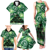 Matariki New Zealand Family Matching Tank Maxi Dress and Hawaiian Shirt NZ Niho Taniwha Maori New Year Green Galaxy LT14 - Polynesian Pride