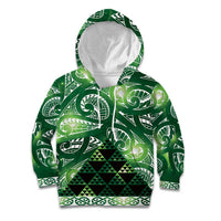 Matariki New Zealand Kid Hoodie NZ Niho Taniwha Maori New Year Green Galaxy LT14 Hoodie Green - Polynesian Pride