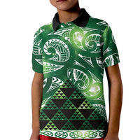 Matariki New Zealand Kid Polo Shirt NZ Niho Taniwha Maori New Year Green Galaxy LT14 Kid Green - Polynesian Pride
