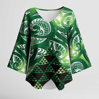 Matariki New Zealand Kimono Sleeve Blouse NZ Niho Taniwha Maori New Year Green Galaxy LT14 Female Green - Polynesian Pride