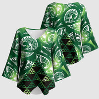 Matariki New Zealand Kimono Sleeve Blouse NZ Niho Taniwha Maori New Year Green Galaxy LT14 - Polynesian Pride