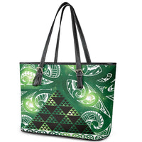 Matariki New Zealand Leather Tote Bag NZ Niho Taniwha Maori New Year Green Galaxy LT14 - Polynesian Pride