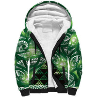 Matariki New Zealand Sherpa Hoodie NZ Niho Taniwha Maori New Year Green Galaxy LT14 Unisex Green - Polynesian Pride