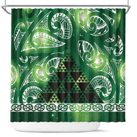 Matariki New Zealand Shower Curtain NZ Niho Taniwha Maori New Year Green Galaxy LT14 Green - Polynesian Pride