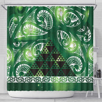 Matariki New Zealand Shower Curtain NZ Niho Taniwha Maori New Year Green Galaxy LT14 - Polynesian Pride