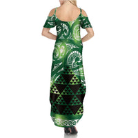 Matariki New Zealand Summer Maxi Dress NZ Niho Taniwha Maori New Year Green Galaxy LT14 - Polynesian Pride
