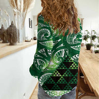 Matariki New Zealand Women Casual Shirt NZ Niho Taniwha Maori New Year Green Galaxy