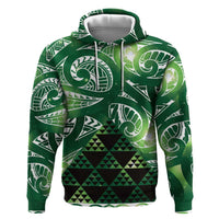 Matariki New Zealand Zip Hoodie NZ Niho Taniwha Maori New Year Green Galaxy LT14 Pullover Hoodie Green - Polynesian Pride