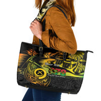 Personalised Vanuatu 678 Leather Tote Bag Proud To Be A Ni-Van LT14 Black - Polynesian Pride