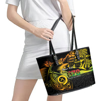 Personalised Vanuatu 678 Leather Tote Bag Proud To Be A Ni-Van LT14 - Polynesian Pride