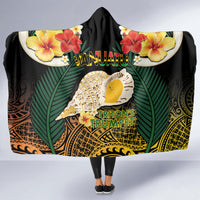 Vanuatu Triton's Trumpet Hooded Blanket Tropical Flowers Vanuatuan Map