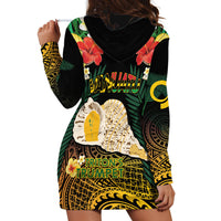 Vanuatu Triton's Trumpet Hoodie Dress Tropical Flowers Vanuatuan Map LT14 - Polynesian Pride