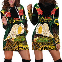 Vanuatu Triton's Trumpet Hoodie Dress Tropical Flowers Vanuatuan Map LT14 - Polynesian Pride