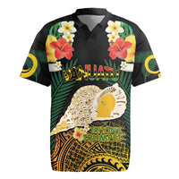 Vanuatu Triton's Trumpet Rugby Jersey Tropical Flowers Vanuatuan Map