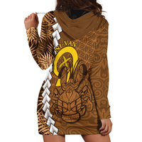 Vanuatu Coconut Crab Hoodie Dress Ni-Van Tropical Leaves With Sand Drawing Art LT14 - Polynesian Pride